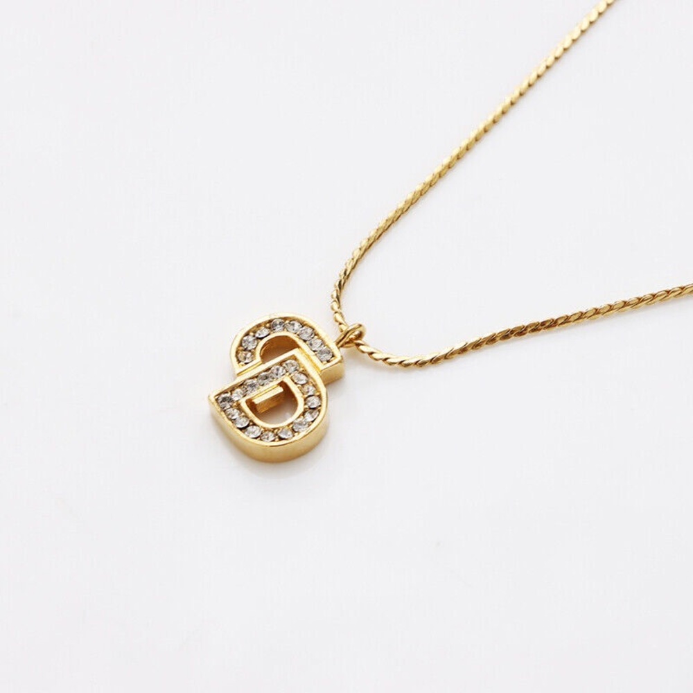 Authentic Christian Dior CD Crystal Logo Necklace - Picture 2 of 6
